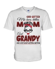 Mom And Grandy - Red 2022 .Png V-Neck T-Shirt tile