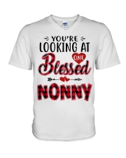 One Blessed Nonny - Red V-Neck T-Shirt tile