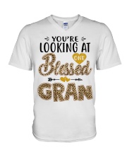 One Blessed Gran - Leo V-Neck T-Shirt tile