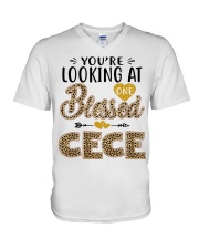 One Blessed Cece - Leo V-Neck T-Shirt tile