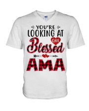 One Blessed Ama - Red V-Neck T-Shirt tile