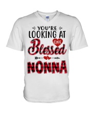 One Blessed Nonna - Red V-Neck T-Shirt tile