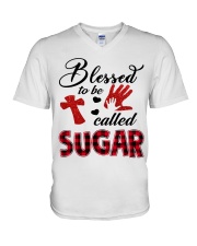 Blessed To Be Called Sugar - Red V-Neck T-Shirt tile