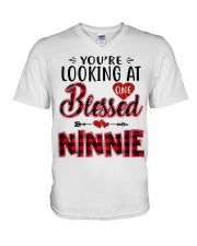 One Blessed Ninnie - Red V-Neck T-Shirt tile