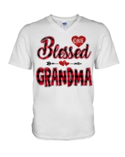 Blessed Grandma - Red V-Neck T-Shirt tile