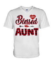 Blessed Aunt - Red V-Neck T-Shirt tile
