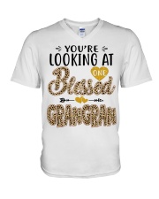 One Blessed Grangran - Leo V-Neck T-Shirt tile