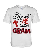 Blessed To Be Called Gram - Red V-Neck T-Shirt tile