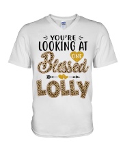One Blessed Lolly - Leo V-Neck T-Shirt tile