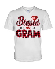 Blessed Gram - Red V-Neck T-Shirt tile