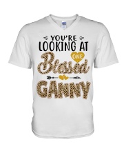 One Blessed Ganny - Leo V-Neck T-Shirt tile