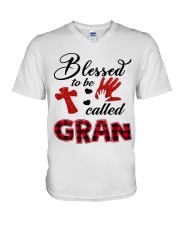 Blessed To Be Called Gran - Red V-Neck T-Shirt tile