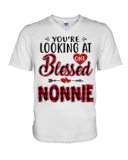 One Blessed Nonnie - Red V-Neck T-Shirt tile