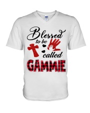 Blessed To Be Called Gammie - Red V-Neck T-Shirt tile