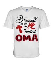 Blessed To Be Called Oma - Red V-Neck T-Shirt tile