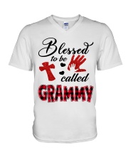 Blessed To Be Called Grammy - Red V-Neck T-Shirt tile