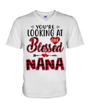 One Blessed Nana - Red V-Neck T-Shirt tile