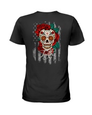 Skull Rose Flag - 2 Sides front Ladies T-Shirt tile