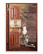 Pitbull Dogs At Door Sticker tile