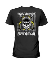 Skull Hockey Social Distancing 2 Sides Ladies T-Shirt tile
