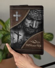Jesus Faith Over Fear Medium - Leather Notebook aos-medium-leather-notebook-lifestyle-front-03
