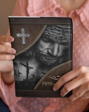 Jesus Faith Over Fear Medium - Leather Notebook aos-medium-leather-notebook-lifestyle-front-08