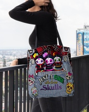 Just A Girl Who Loves Skull All-over Tote aos-all-over-tote-lifestyle-front-05