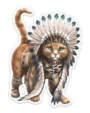 Native Cat Sticker - Single (Vertical) front