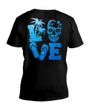 Skull Blue Rain 2 Sides V-Neck T-Shirt tile