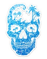 Skull Blue Rain 2 Sides Sticker tile