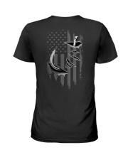 Fishing Hook Inside Us Flag 2 Sides Ladies T-Shirt tile