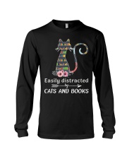 Easily distracted by books and cats Long Sleeve Tee tile