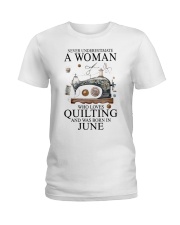 Quilting lady borned in June Ladies T-Shirt tile