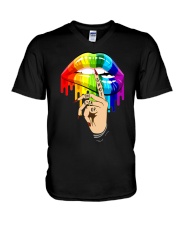 Shut the F uck up LGBT V-Neck T-Shirt tile