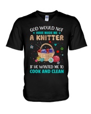 God would not have made me a knitter V-Neck T-Shirt tile