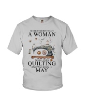 Quilting lady borned in May Youth T-Shirt tile