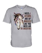 I need Jesus and my horses V-Neck T-Shirt tile