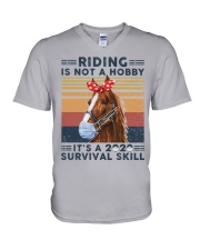 Riding is not a hobby It's a 2020 survival skill V-Neck T-Shirt tile