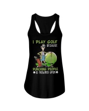 I play golf because punching people Ladies Flowy Tank tile