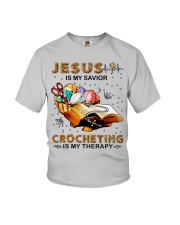 Jesus is my savior Crocheting is my therapy Youth T-Shirt tile