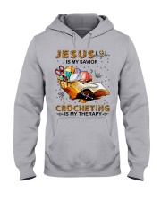 Jesus is my savior Crocheting is my therapy Hooded Sweatshirt tile