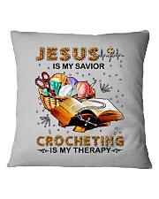 Jesus is my savior Crocheting is my therapy Square Pillowcase tile