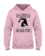 A woman cannot survive on self-quarantine Horse Hooded Sweatshirt tile