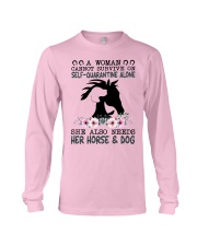 A woman cannot survive on self-quarantine Horse Long Sleeve Tee tile