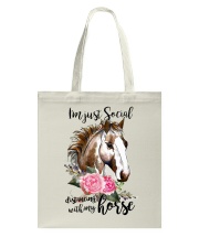 I'm just social distancing with my horse Tote Bag tile
