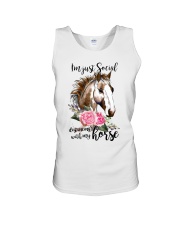 I'm just social distancing with my horse Unisex Tank tile