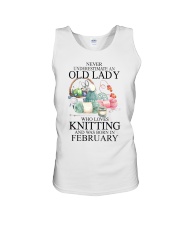 Knitting lady borned in February Unisex Tank tile