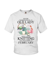 Knitting lady borned in February Youth T-Shirt tile