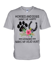 Horses and dogs make me happy V-Neck T-Shirt tile