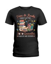Knitting didn't let qurarantine knock me down Ladies T-Shirt tile